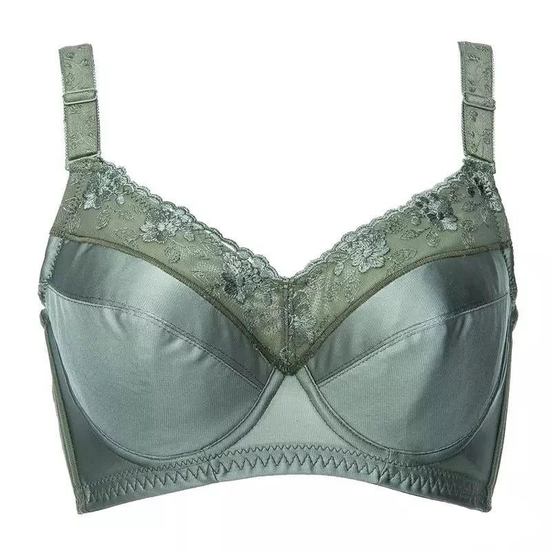 A34 - Ladies Smooth Lightly Lined Underwire Seamless Lace Green Bra 34-48 B-H cup