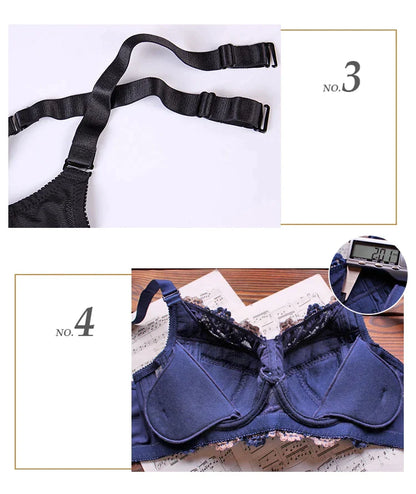 A37 - Ladies Underwire Sheer Floral Lace Blue Black Bra 34-48 B-H cup