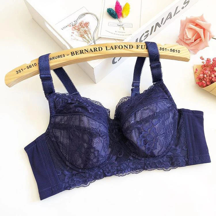 A22 - Ladies Lightly Lined Underwire Lace Bra Blue 34-48 B-H cup