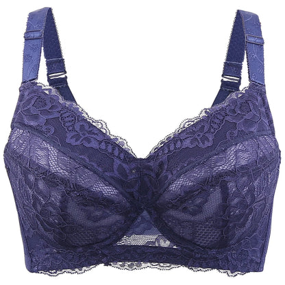 A22 - Ladies Lightly Lined Underwire Lace Bra Blue 34-48 B-H cup