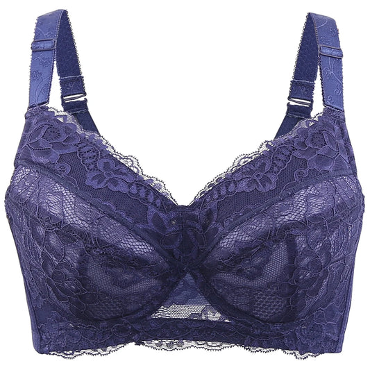 A22 - Ladies Lightly Lined Underwire Lace Bra Blue 34-48 B-H cup