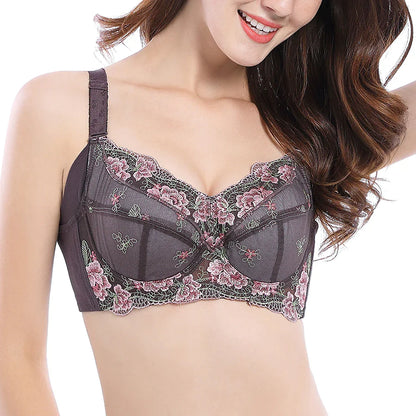 A15 - Ladie's Lightly Lined Underwire Lace Bra Grey 34-48 B-H cup