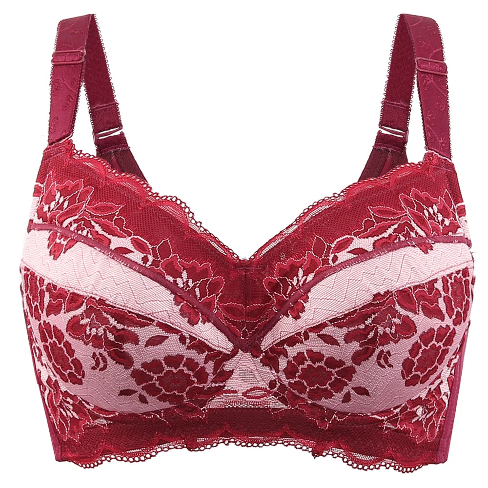 A19 - Ladies Lightly Lined Underwire Lace Bra Red 34-48 B-H cup