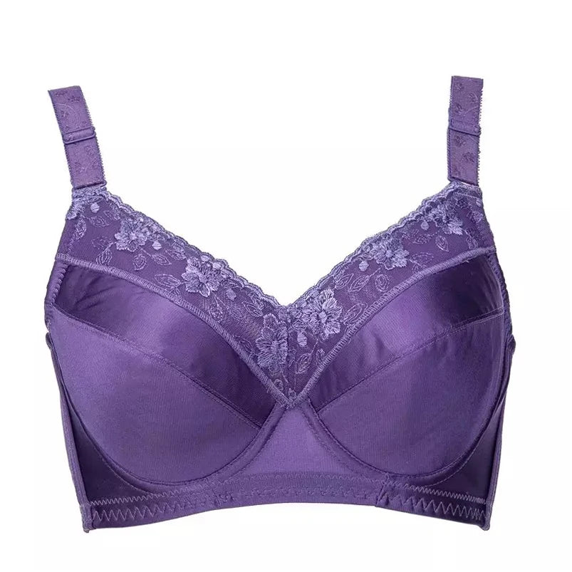 A28 - Ladies Smooth Lightly Lined Underwire Seamless Lace Bra Purple 34-48 B-H cup