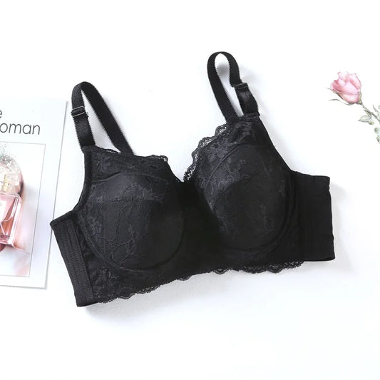 A18 - Ladies Lightly Lined Underwire Lace Bra Black 34-48 B-H cup