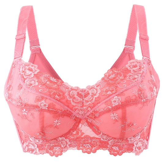 A17 - Ladie's Lightly Lined Underwire Lace Bra Pink 34-48 B-H cup