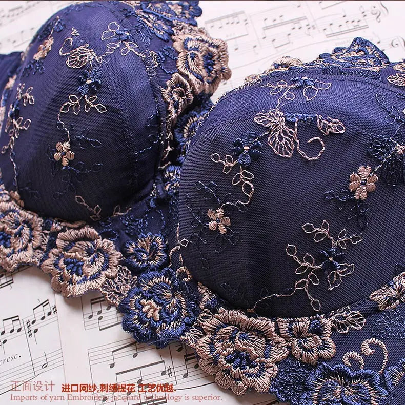 A40 - Ladies Underwire Sheer Floral Lace Champagne Black Bra 34-48 B-H cup