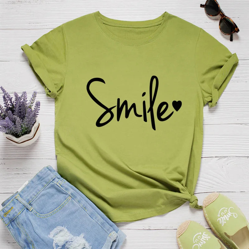 Ladie's Slogan T-Shirt - Smile - various colours up to 3XL