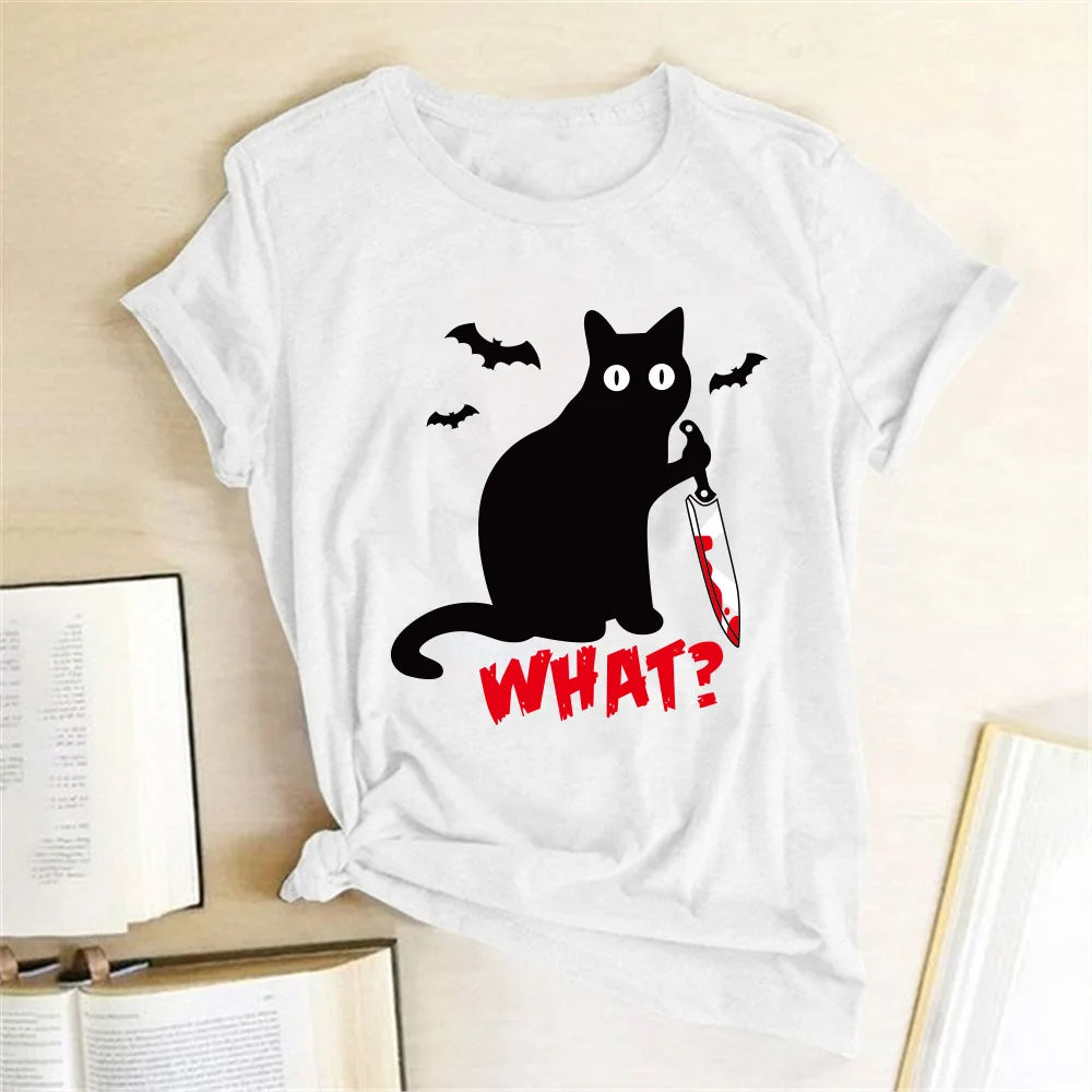 Halloween Black Cat T Shirt