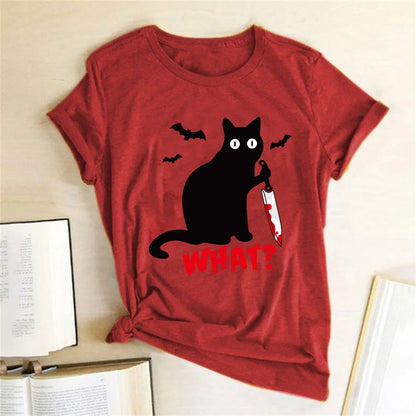 Halloween Black Cat T Shirt