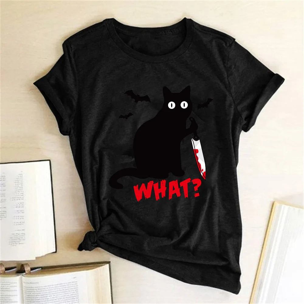 Halloween Black Cat T Shirt