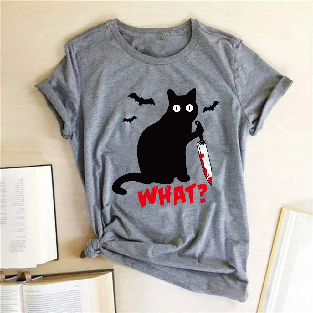 Halloween Black Cat T Shirt