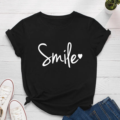 Ladie's Slogan T-Shirt - Smile - various colours up to 3XL