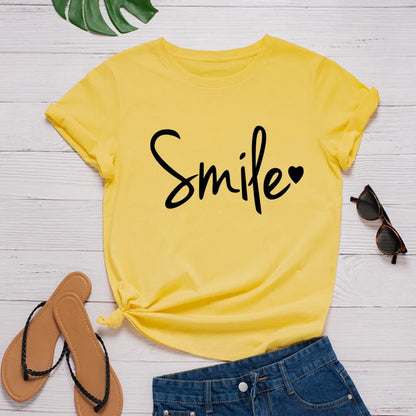 Ladie's Slogan T-Shirt - Smile - various colours up to 3XL