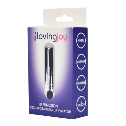 Loving Joy 10 Function Rechargeable Bullet Vibrator available in Silver Black