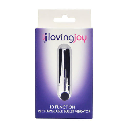 Loving Joy 10 Function Rechargeable Bullet Vibrator available in Silver Black