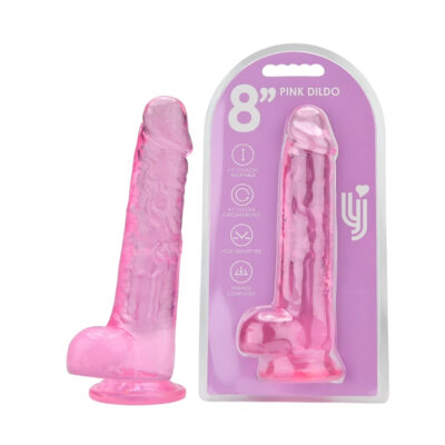 Loving Joy 8 Inch Dildo with Balls available in Pink Purple Black
