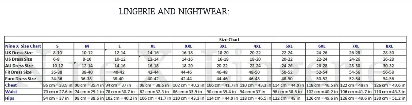 NX - 077 Sexy Nightdress Plus Size Babydoll - various colours