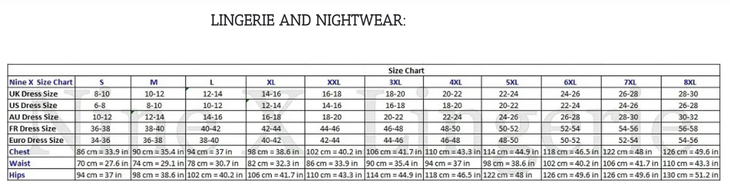 NX - 103 Sexy Plus Size Babydoll Nightie - various colours