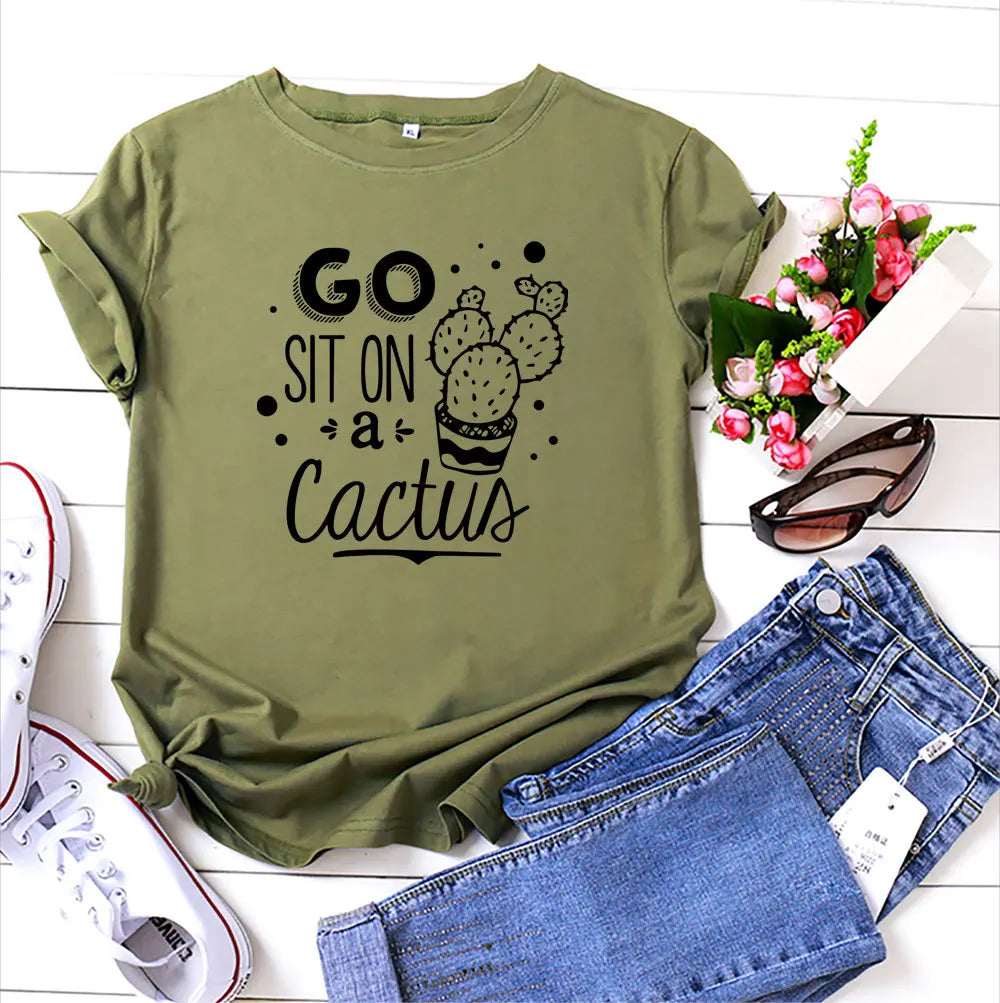 Ladies Slogan T-Shirt - Cactus - various colours - size S - 3XL