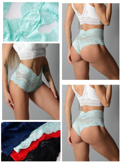 ADD - 3 pairs of Women's Lace High Waist Briefs - various colours