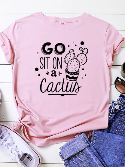 Ladies Slogan T-Shirt - Cactus - various colours - size S - 3XL