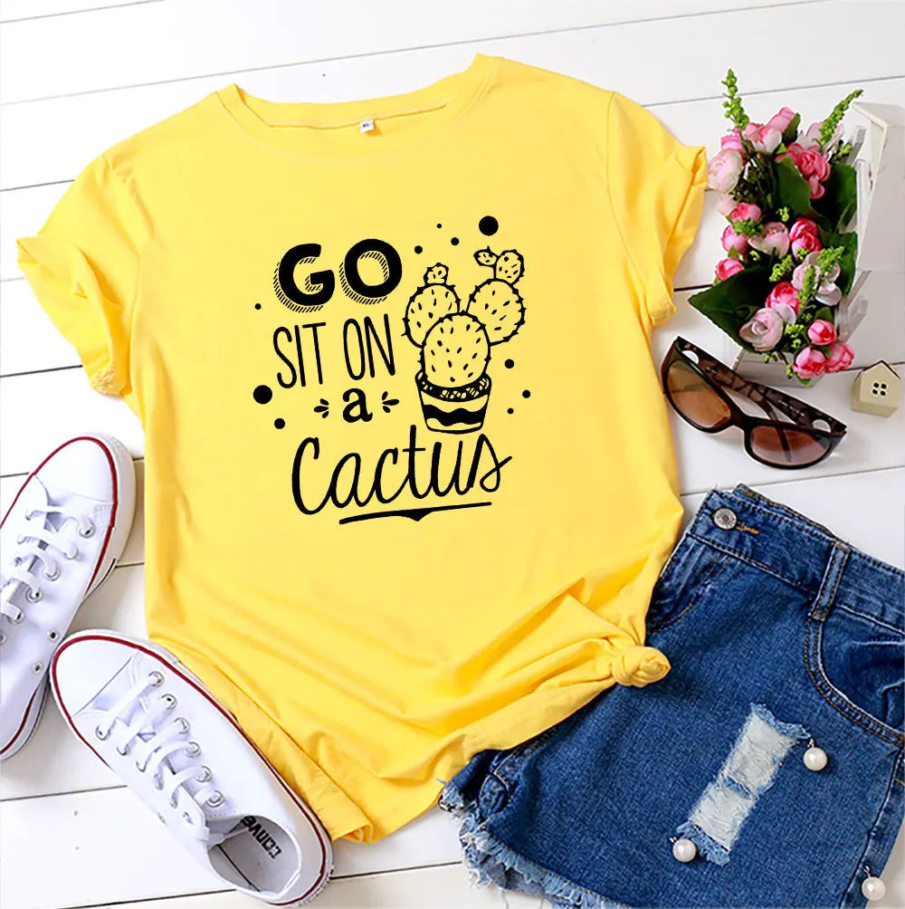 Ladies Slogan T-Shirt - Cactus - various colours - size S - 3XL