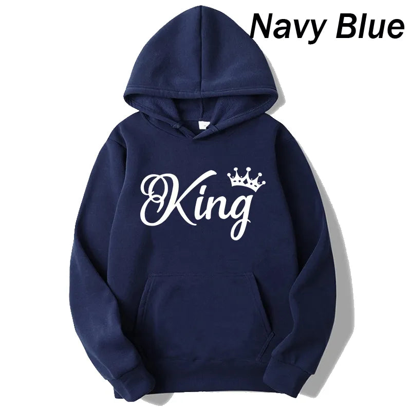 Men's King Long Sleeve Pullover Hooded Sweatshirt Unisex - various colours up to 4XL