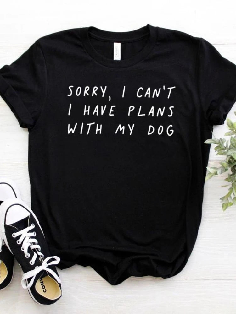 Ladies Slogan T-Shirt - Plans With My Dog - various colours - size S - 3XL