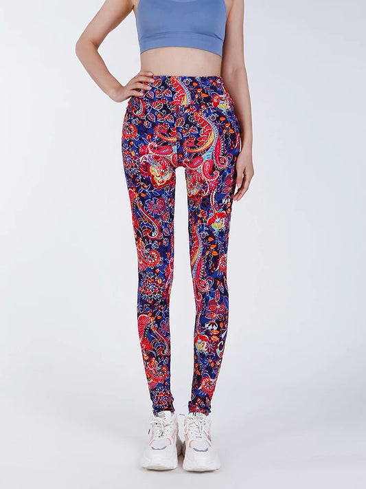 Ladie's High Waist Printed Leggings Casual Fitness Yoga sizes S-2XL