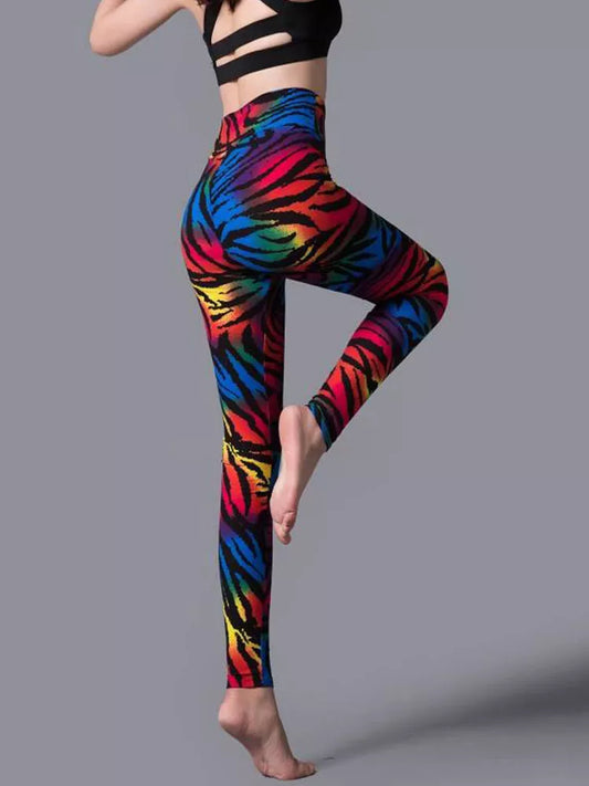 Ladie's High Waist Printed Leggings Casual Fitness Yoga sizes S-2XL