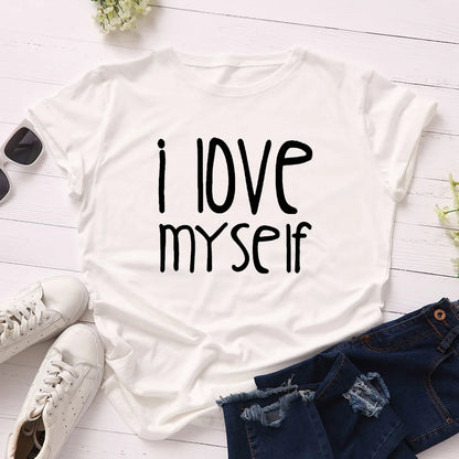 Ladies Slogan T-Shirt - I Love Myself - various colours - size S - 3XL