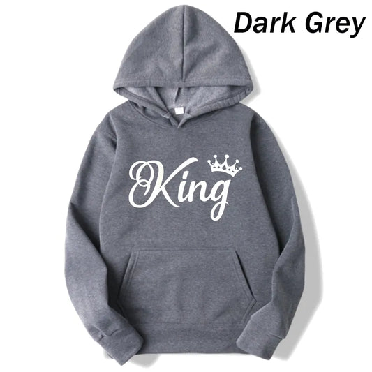 Men's King Long Sleeve Pullover Hooded Sweatshirt Unisex - various colours up to 4XL