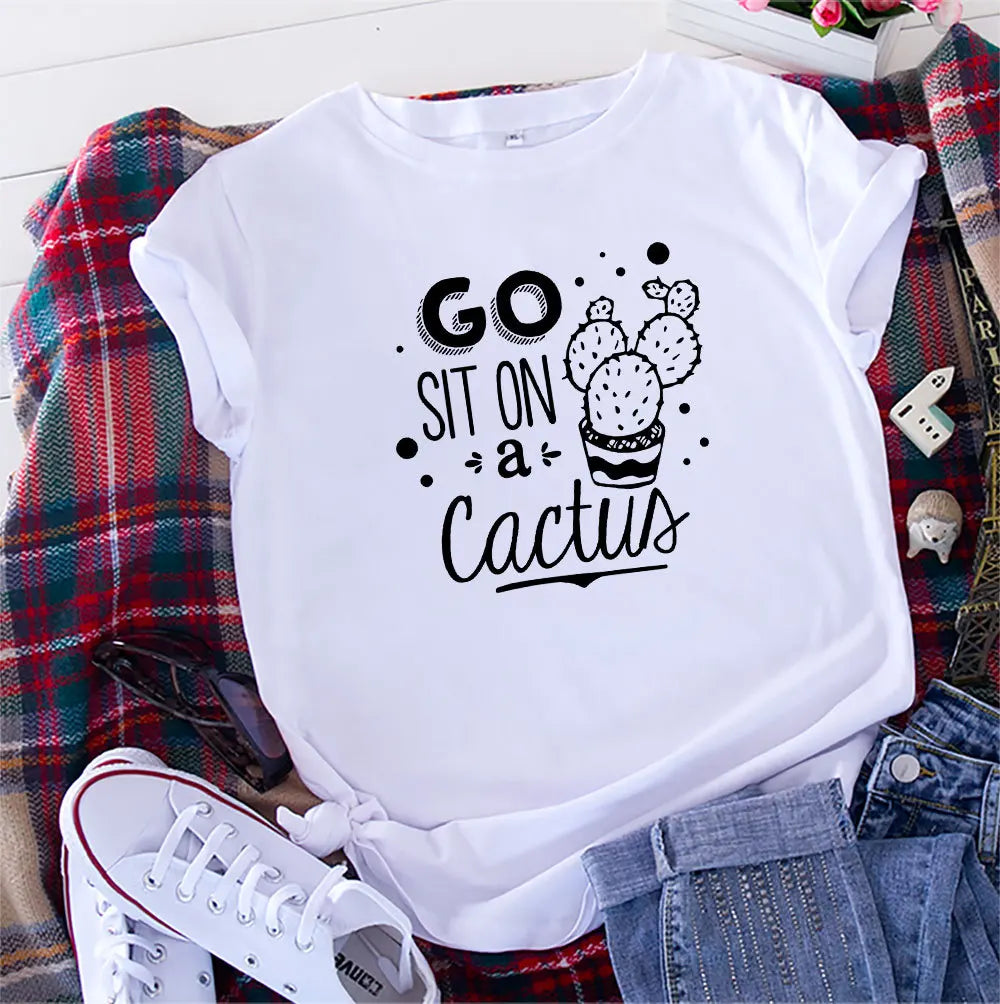 Ladies Slogan T-Shirt - Cactus - various colours - size S - 3XL