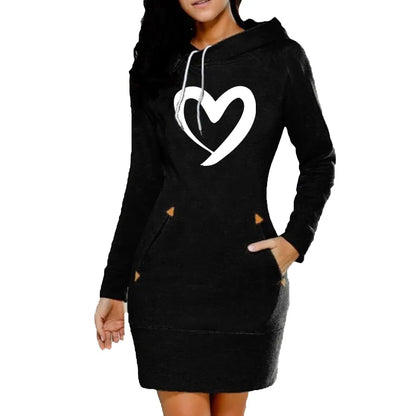 Ladies Jumper Hoodie Dress with pockets - various colours - S - 3XL