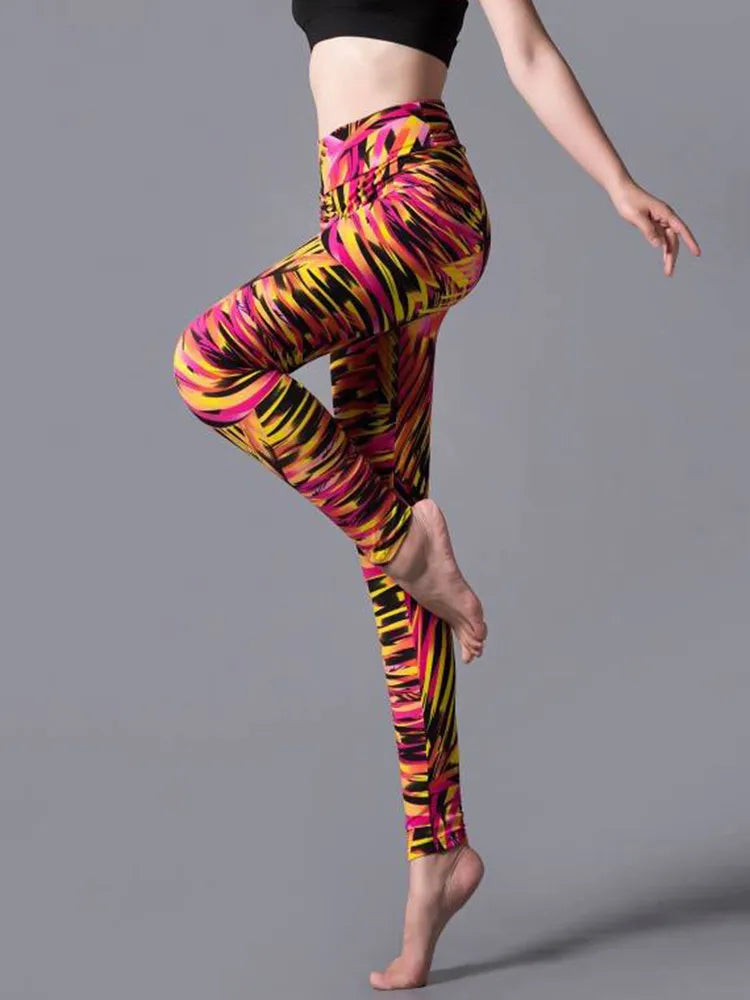 Ladie's High Waist Printed Leggings Casual Fitness Yoga sizes S-2XL