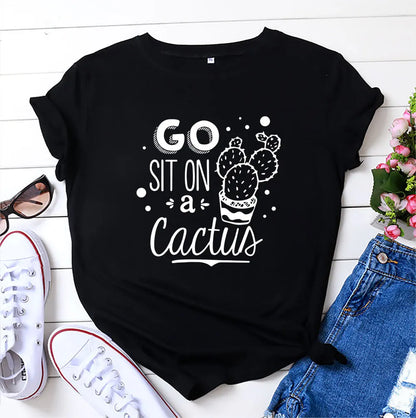 Ladies Slogan T-Shirt - Cactus - various colours - size S - 3XL