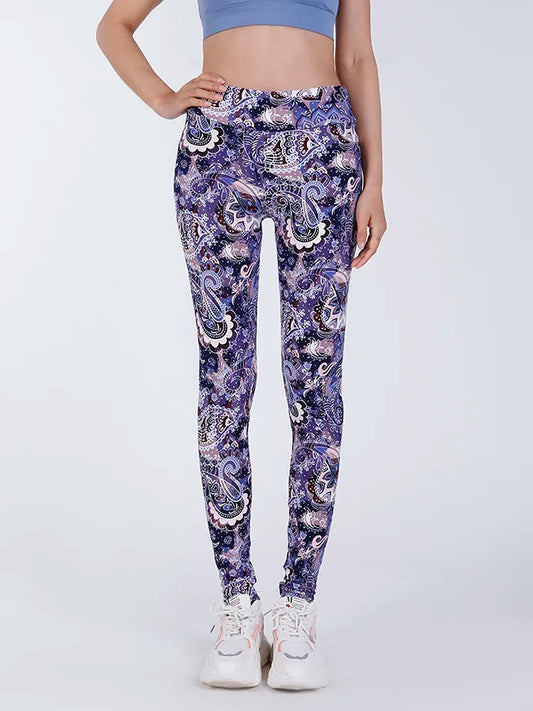 Ladie's High Waist Printed Leggings Casual Fitness Yoga sizes S-2XL