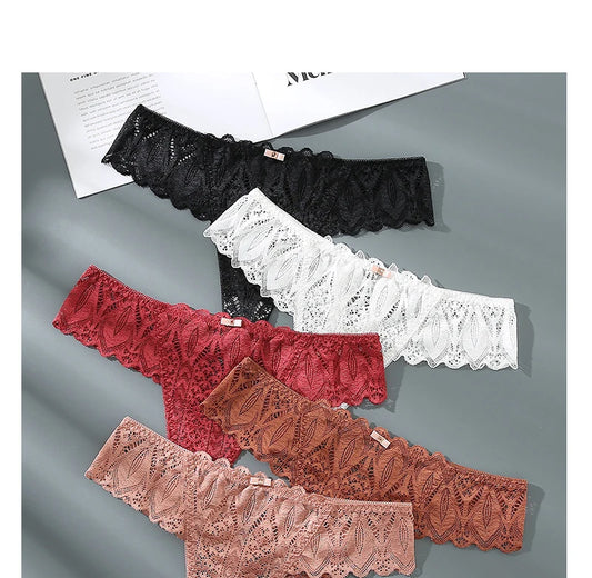 ADD - 3 x pair lace women's thongs low waist T-back breathable Thongs - various colours