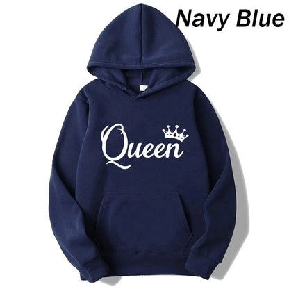 APHAX - Ladies Queen Print Hoodie Sweatshirt - various colours up to 4XL