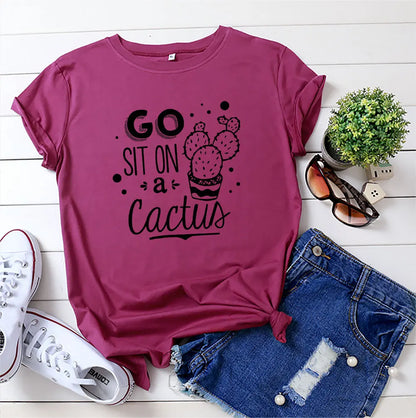 Ladies Slogan T-Shirt - Cactus - various colours - size S - 3XL