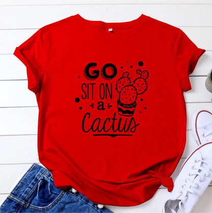 Ladies Slogan T-Shirt - Cactus - various colours - size S - 3XL