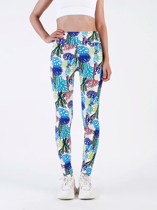 Ladie's High Waist Printed Leggings Casual Fitness Yoga sizes S-2XL