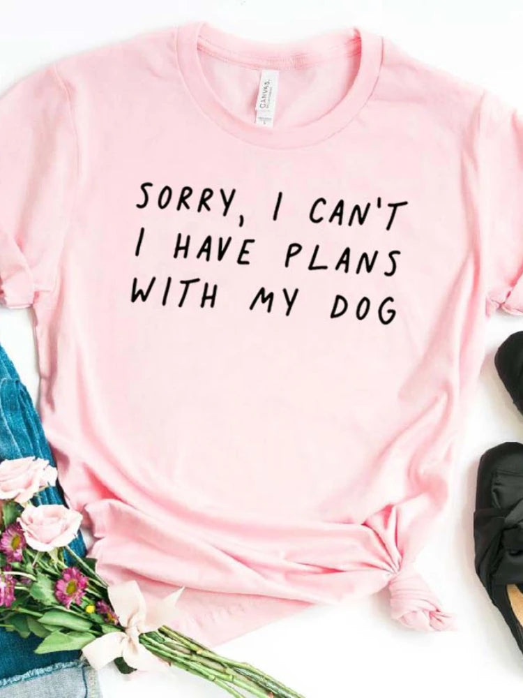 Ladies Slogan T-Shirt - Plans With My Dog - various colours - size S - 3XL