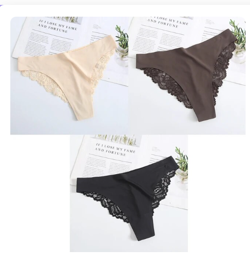 ADD - 3 x pair lace women's seamless brief low waist silky - various colours