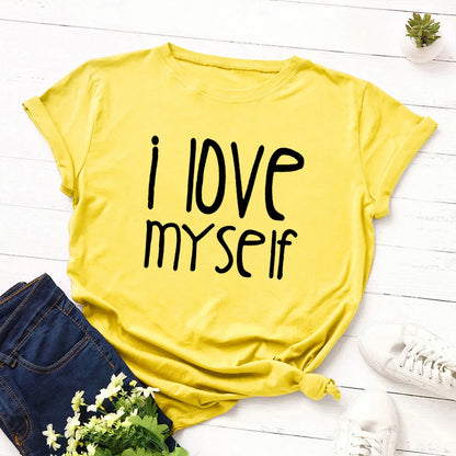 Ladies Slogan T-Shirt - I Love Myself - various colours - size S - 3XL