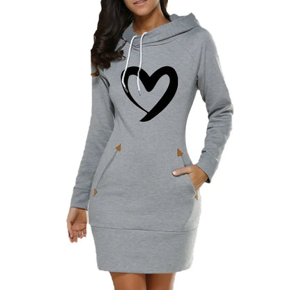 Ladies Jumper Hoodie Dress with pockets - various colours - S - 3XL