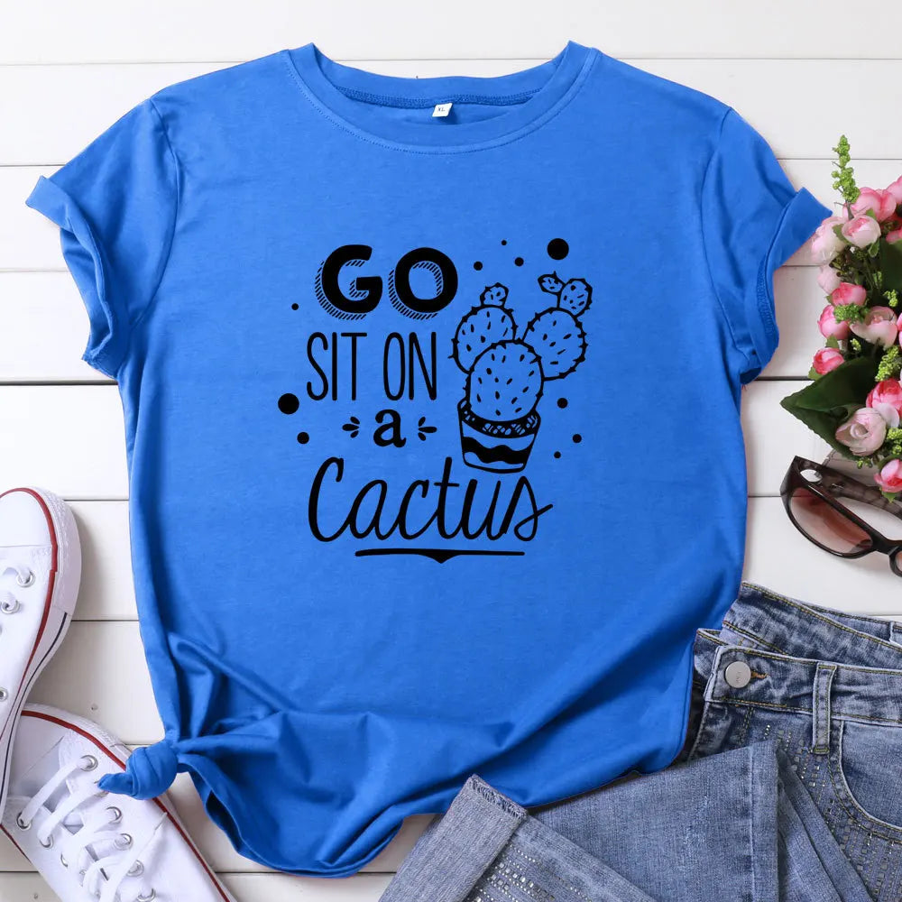 Ladies Slogan T-Shirt - Cactus - various colours - size S - 3XL