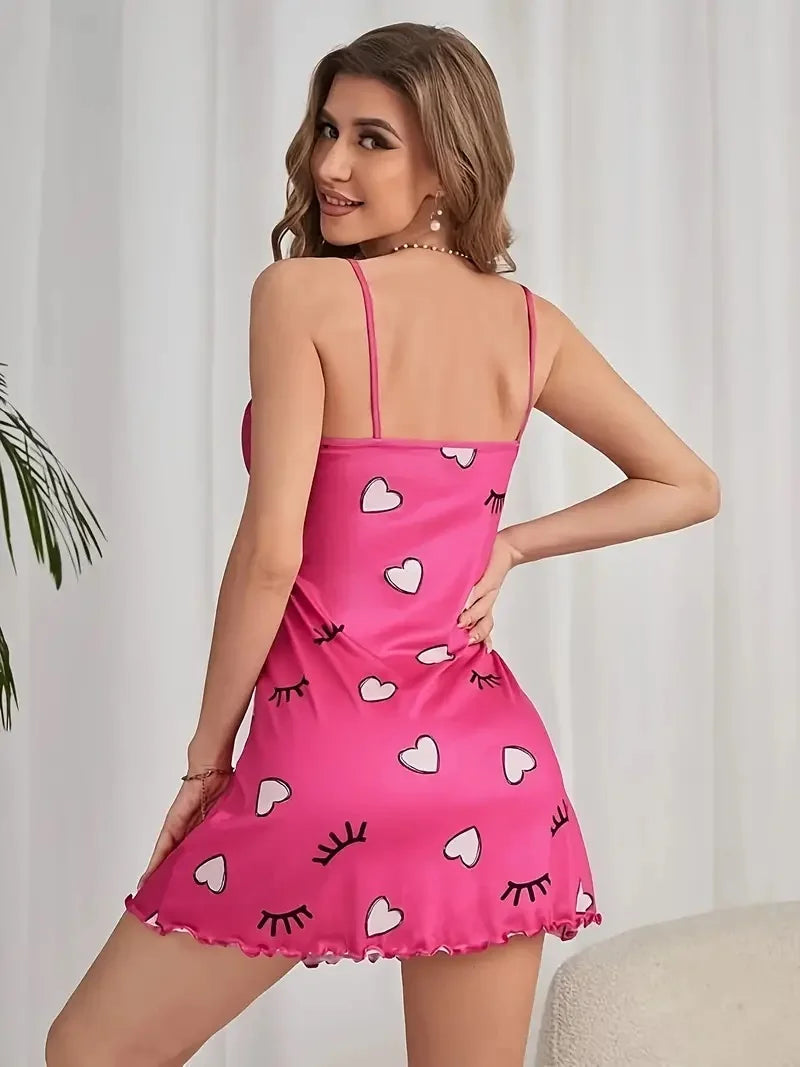 Eyelash Print Chemise / Nightdress / Pyjama