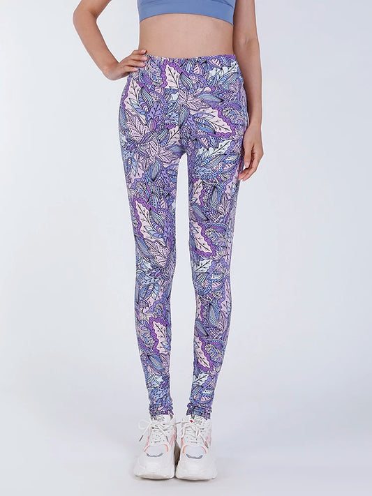 Ladie's High Waist Printed Leggings Casual Fitness Yoga sizes S-2XL